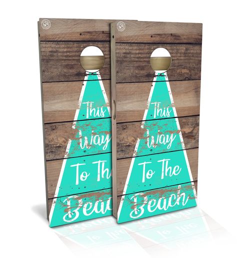 This Cornhole Board Set featuring "This Way to the Beach" is the perfect addition to any backyard party or tailgating event. Purchase a set with bags today. Cornhole Board, Corn Hole Game, Corn Hole, Lawn Games, Cornhole Set, Edge Lighting, Cornhole Boards, Backyard Party, Backyard Fun