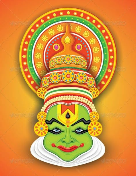 Kathakali Face Drawing, Face Drawing Easy, Kathakali Face, Peacock Crafts, Onam Festival, Buddha Art Drawing, Saree Painting, Happy Onam, Kerala Mural Painting