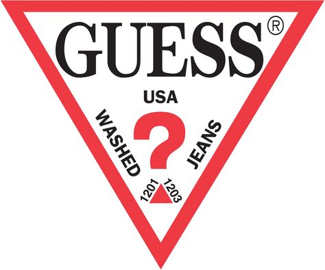 48. The guess logo is creative because of the question mark and triangle. Also I like that the word GUESS is a serif font and the rest of the words are in a sans serif font. Luxe Logo, Logo Luxe, Guess Clothing, Guess Logo, Design Moda, Jeans Logo, Trik Fotografi, Clothing Logo, Fashion Logo