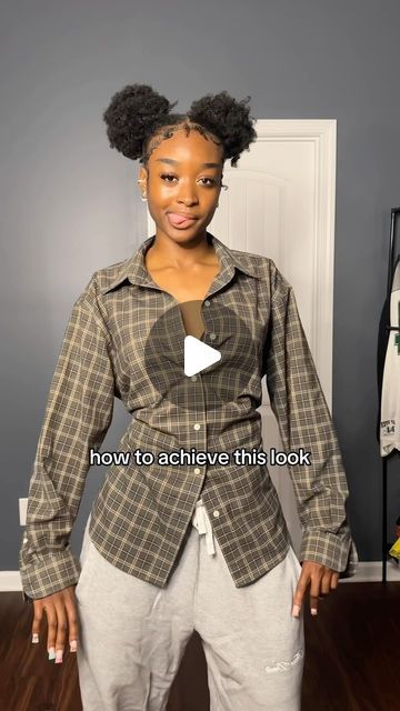 nikki on Instagram: "how to cinch ur button ups 🫴🏾   .  .  . #tutorial #shirttutorial #cinchshirts #cinchbuttonup #stylebuttonup #stylinghack #howtostyleshirts #buttonuphack #shirthack #fashiontips #fashionhacks" How To Cinch A Shirt, How To Tighten A Shirt, Outfit Tips, Shirt Tutorial, Shirt Hacks, Button Ups, Work Fits, Big Shirt, How To Make Buttons