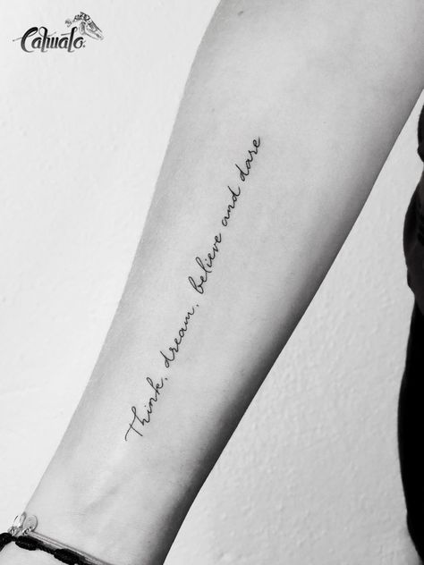 Forearm Writing Tattoo, Forearm Script Tattoo, Forearm Word Tattoo, Font Tato, Forearm Tattoo Quotes, Tattoo Fonts Cursive, Phrase Tattoos, Cursive Tattoos, Forarm Tattoos