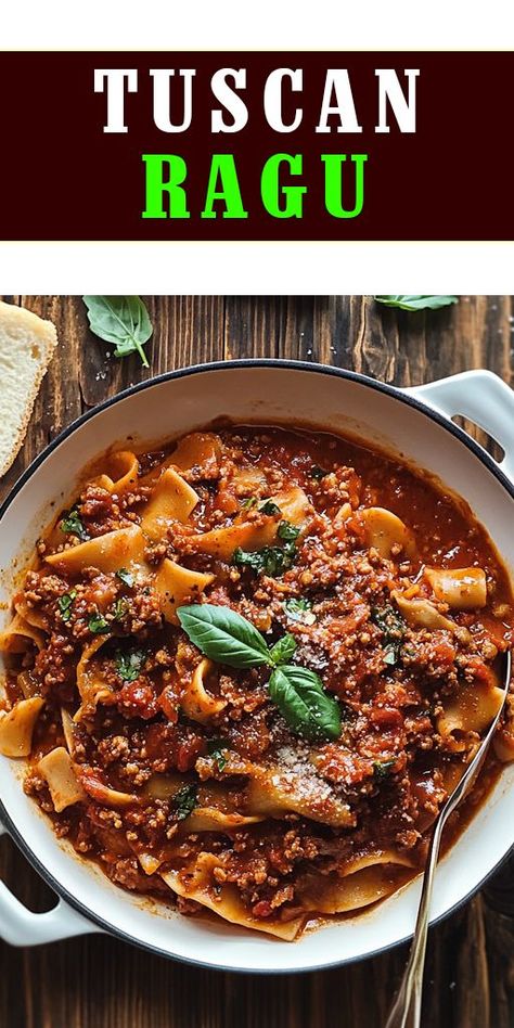 Experience the rich flavors of Tuscan Ragu! This hearty, traditional Italian sauce is made with tender meat, tomatoes, and a blend of aromatic herbs, creating a perfect pairing for your favorite pasta. 👉 Ready to savor the taste of Tuscany? Click for the full recipe and tips to make your ragu unforgettable! #TuscanRagu #ItalianCuisine #PastaRecipes #ComfortFood #HomemadeSauce #SlowCooked #AuthenticFlavors #HeartyMeals #FoodieFavorites #ItalianCooking Tuscan Ragu Recipe, Ragu Sauce Recipes, Beef Ragu Recipe, Meat Ragu, Ragu Sauce, Beef Ragu, Ragu Recipe, Healthy Ground Beef, Slow Cooked Meat