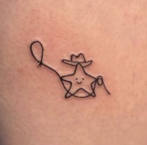 Lasso Tattoo, Tattoo Neon Sign, Funny Small Tattoos, Funky Tattoos, Mushroom Tattoos, Western Tattoos, Be Serious, Petite Tattoos, Star Tattoo