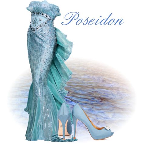 "Poseidon" by annikayyy on Polyvore Long Dresses, Blue Shoes, Long Dress, Fashion Looks, Disney Princess, My Style, Polyvore, Dresses, How To Wear