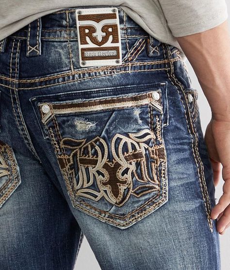 Buckle Jeans Mens, Rock Revival Style, Louis Vuitton Jeans, Rock Revival Jeans Mens, Denim Jeans Ideas, Trash Fashion, Mens Jeans Fit, Fly Shoes, Buckle Jeans