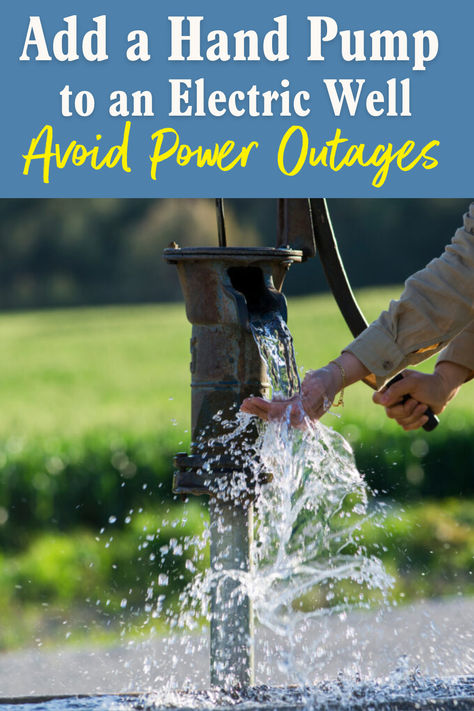 Avoid power-outage droughts by learning how to add a hand pump to an electric well to access water even when the power is out. If you’re looking for a low-cost, non-electric backup design for a “juice powered” pumping system, this solution just might do the job for you! Off Grid Water Pump, Diy Water Pump No Electricity, What To Do In A Power Outage, Off Grid Hydro Power, Exterior House Options, Water Drilling, Well Water System, Diy Water Pump, Hand Pump Well