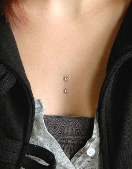 On the bucket list Dermal Ideas, Chest Dermal Piercing, Piercing Chest, Dermal Piercing Chest, Chest Dermal, Chest Piercing, Pretty Ear Piercings, 2nd Option, Cool Piercings