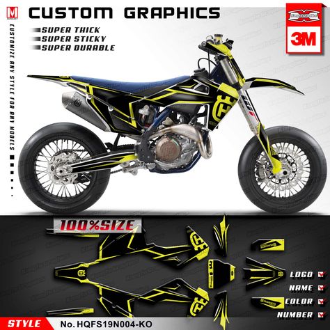 KUNGFU GRAPHICS Custom Decal Sticker Kit for Husqvarna TC FC TX FX FS TE FE 125 150i 250 250i 300 300i 350 450 501 2019 2020 - AliExpress Enduro Motocross, Blue Motorcycle, Bike Kit, Motorcycle Manufacturers, Custom Sticker, Custom Graphics, Custom Decals, Bike Life, Motorcycle Accessories