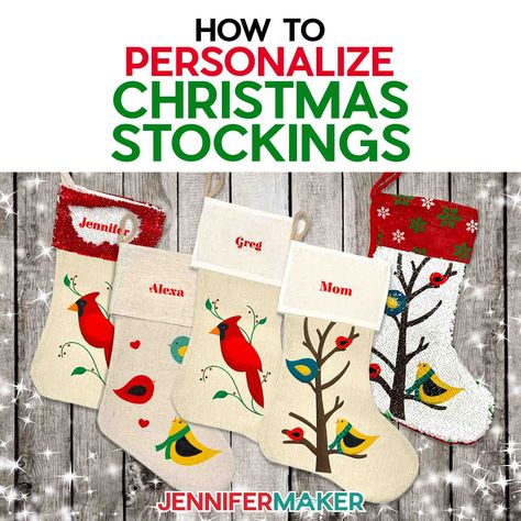 DIY Personalized Christmas Stocking with Sublimation! Aesthetic Christmas Art, Bedroom Christmas Lights, Christmas Lights Aesthetic, Simple Stocking, Stocking Tutorial, Jennifer Maker, Stockings Diy, Elf Stocking, Infusible Ink Transfer Sheets