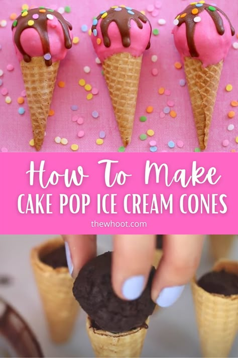 Cake Pop Ice Cream, Cake Pops Ice Cream, Ice Cream Cone Cake Pops, Cake Pop Recipe Easy, Ice Cream Cake Pops, Cone Dessert, Ice Cream Cone Cupcakes, Ice Cream Cone Cake, Cake In A Cone