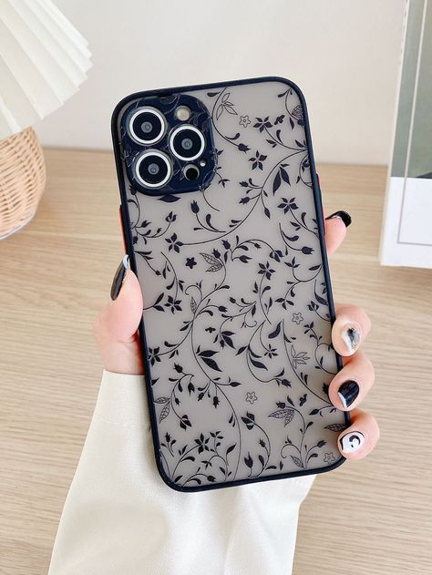 Latest Phone Cover Designs, Cute Clear Phone Cases, Black Phone Case Aesthetic, Phone Cases Black, Phone Case Diy Paint, Diy Phone Case Design, Plants Pattern, Phone Cover Design, Stylish Iphone Cases