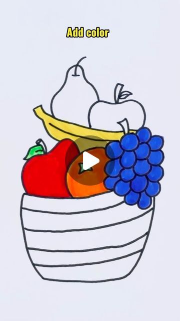 Creative Drawing for kids on Instagram: "Easy rules to draw a fruit basket #reels #art" How To Draw A Fruit Basket, Easy Fruit Basket Drawing, Fruit Basket Drawing For Kids, Fruit Drawing For Kids, Fruit Bowl Drawing, Fruit Basket Drawing, Art For Kids Hub, Basket Drawing, Fruit Basket Gift