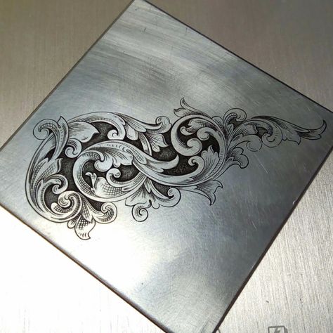 Engraving Patterns Metal, Metal Engraving Tools, Engraving Patterns, Scroll Engraving, Filigree Tattoo, Cool Chest Tattoos, Leather Tooling Patterns, Tooling Patterns, Creepy Tattoos