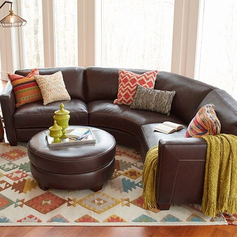 Curved Leather Sectional by La-Z-Boy - La-Z-Boy Seattle - Medium Semi Circle Couch, Lazyboy Sectional, Circle Couch, Curved Couch Living Room, Lazy Boy Sofa, Small Curved Sofa, Leather Sectional Living Room, Sofa With Recliner, Curved Sofa Living Room