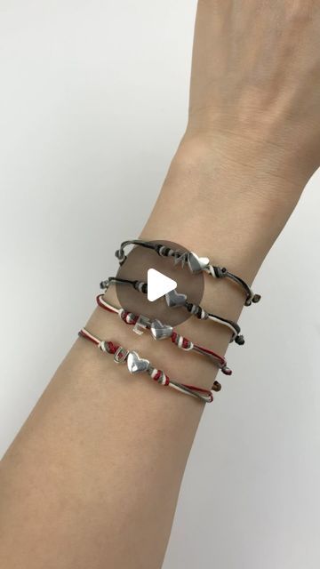 Huang Ruyan on Instagram: "If you want it,you can go to the website on @Pearlie_hry ’s profile 

Search “heart bracelet” for the bracelet
Search “waxed thread” for the rope
Search “26 letters” for the silver letter
Search “heart spacer bead” for the silver heart bead" Cords Crafts, Diy Jewlery, Beaded Jewels, Diy Bracelet Designs, 26 Letters, Macrame Bracelets, Heart Beads, Bijoux Diy, Heart Bracelet