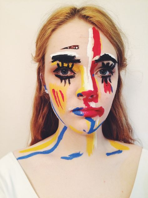 Unconventional Makeup, Picasso Inspired, Skin Paint, Creepy Halloween Makeup, Art Costume, Unique Makeup, Everyday Art, Inspired Makeup, Horror Movie Characters