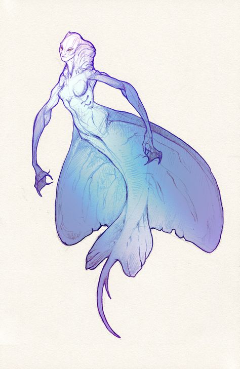 Stingray mermaid by Ket-DawnAtSunset Stingray Mermaid, Underwater Character, Weird Monsters, Animal Hybrids, Fantasy Vibes, Sea Peoples, Mermaid Drawings, Mermaid Dreams, Mermaids And Mermen