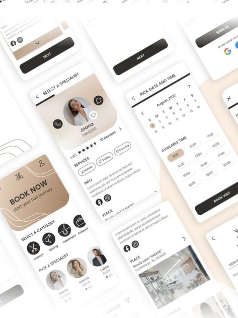 Booking App Design, App Mobile Design, การออกแบบ Ui Ux, Creative App Design, Beauty Branding Design, Beauty Appointment, Ux Design Mobile, Ui Design Mobile, Ux App Design