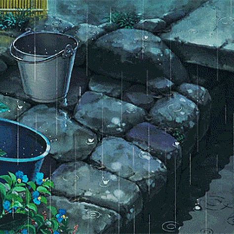 Rainy vibes Raining Anime Aesthetic, Rainy Mood, Studio Ghibli Background, Rainy Day Aesthetic, Only Yesterday, Ghibli Artwork, Studio Ghibli Movies, Studio Ghibli Art, Art Painting Gallery