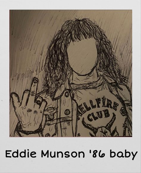 Desenho Eddie Munson, Eddie Munson Polaroid, Eddie Munson Dibujo, Eddie Munson Fan Art, Eddie Munson Drawing, Eddie Munson Fanart, Eddie Edward, Joseph Quinn, Eddie Munson