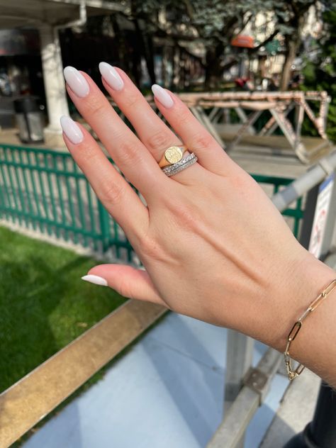 Oval shaped milky white nails Milky White Nails Oval Shape, White Nails Oval Shape, White Nails Oval, Nails Oval Shape, Milky White Nails, Nails Oval, Milky White, White Nails, Stylish Nails