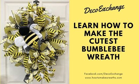 Learn how to make a stuffed bumblebee wreath in this easy to follow video tutorial. Grab the supply list and craft in real time with the video! #howtomakewreaths #decoexchange #bumblebeewreath #wreathtips #wreathtutorial #diy #springdecor #homedecor #summerdecor Bee Wreaths, Bumblebee Wreath, Bumble Bee Wreath, Bee Decorations, Making Wreaths, Summer Wall Decor, Garden 2023, Deco Mesh Wreaths Diy, Cheap Farmhouse Decor