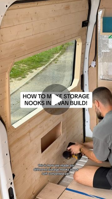 Lauren + Louis | Van Build ���🚐🤍 on Instagram: "we love a storage nook 🛠️🚐  how many do you have in your build?!  #vanbuild #vanlife #vanconversion #diyproject #storage #diy #woodwork #campervanconversion #nook" Vanlife Storage, Camper Van Storage, Campervan Storage, Storage Nook, Van Organization, Van Shelving, Converted Vans, Rv Van, Tiny House Camper