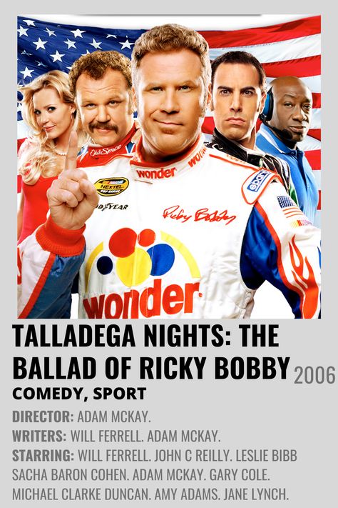 Halloween Costumes Talladega Nights, Talladega Nights Poster, Will Ferrell Movies, The Sting Movie Poster, Talladega Nights, Talladega Superspeedway, Ricky Bobby, Movie Card, Will Ferrell