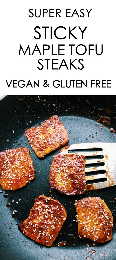 Quick Sticky Maple Tofu {vegan, gluten free} – Gina Burgess Maple Tofu, Tofu Steaks, Tofu Recipes Easy, Tofu Steak, Tofu Vegan, Tofu Recipes Vegan, Keto Vegan, Tofu Recipes, Nutrition Education