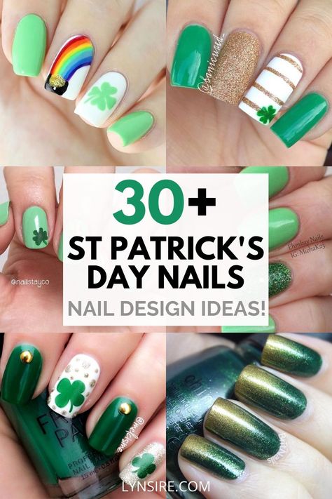 Birthday Nail Inspiration, Nail Designs St Patricks, Nail Designs Rainbow, Short Nails Ideas Spring, March Nails Ideas St. Patrick's Day, Irish Nail Designs, Nail Art Birthday, Gel Nails Ideas Short, St Patricks Day Nails Design