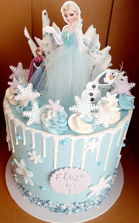 Frozen First Birthday Cake, Elsa Themed Cake, Frozen Cakes Birthday, Elsa Cakes For Girls Birthday, Elsa Themed Birthday Cake, Frozen Cakes For Girls Birthday, Frozen Drip Cake, Frozen 2 Cake Ideas, Frozen Themed Cupcakes