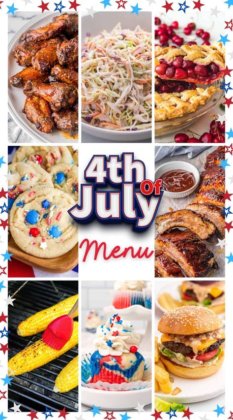 Bring out the red, white, and blue with our ultimate Fourth of July Menu ideas. Perfect for any size of gathering, our guide covers every course - appetizers, main dishes, sides, desserts, and drinks. Make this Independence Day one to remember with traditional American dishes that everyone will love! American Appetizers, Smoked Dishes, Pool Party Food, Sunny Kitchen, Food Discount, Blue Dinner, American Desserts, American Recipes, Summer Menu