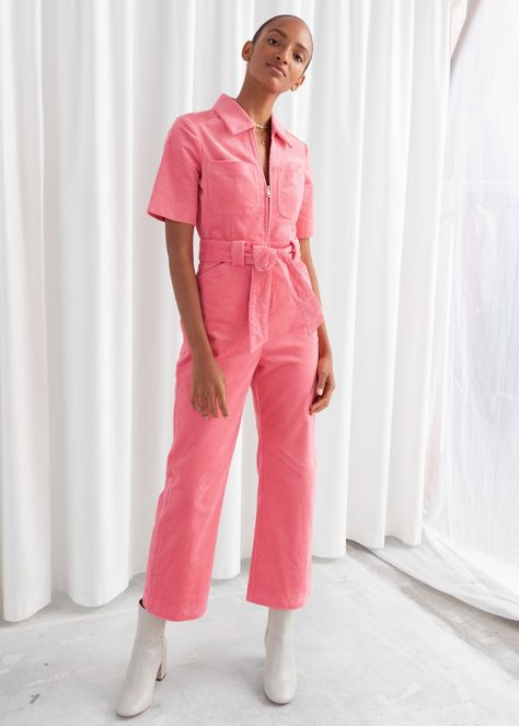 & Other Stories Corduroy Knot Belt Jumpsuit $129 Pink Jumpsuit Outfit, Pink Jumpsuits Outfit, Autumn Wishlist, Clean Outfit, Knot Belt, Corduroy Jumpsuit, Jumpsuit Pink, Cord Dress, Play Suit