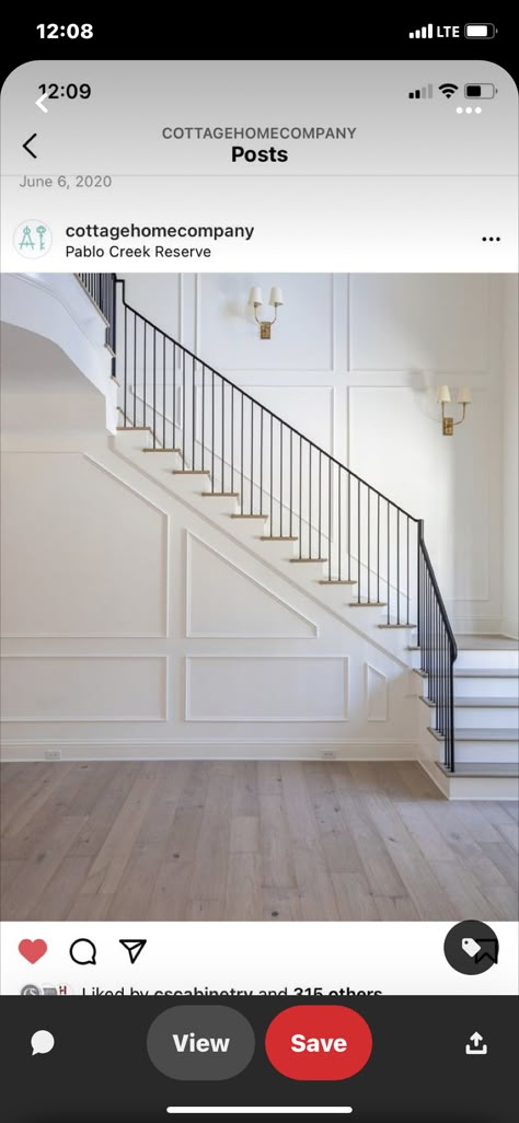 2 Story Wainscoting, 2 Story Foyer Molding Ideas, Wall Paneling Stairway, Wainscoting Down Stairs, Entryway Ideas With Stairs Entry Foyer Grand Entrance, Wainscoting Hallway Entryway, Transitional Railings For Stairs, Two Story Wainscoting, Foyer Molding Two Story