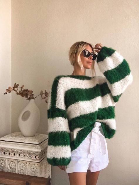 Green Mohair Sweater, Green And White Striped Sweater Outfit, Mohair Stripe Sweater, Crochet Fluffy Sweater, Knitted Christmas Sweater, Knitted Striped Sweater, Green Striped Sweater Outfit, Crochet Mohair Sweater, Fluffy Sweater Outfit