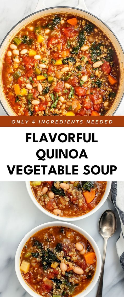 Image for Flavorful Quinoa Vegetable Soup Soups With Fiber, Healthy Soup Recipes Clean Eating Crock Pot, Vegetable Soup With Quinoa, Healthy Filling Soup Recipes, Healthy Protein Filled Soups, Super Healthy Soup Recipes, Tasty Quinoa Recipes, Winter Quinoa Recipes, Meatless Soups Easy