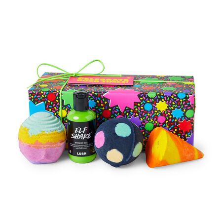 Celebrate Good Times! | Gift Set | Lush Cosmetics Lush Gift Set, Canada Party, Lush Store, Fresh Fruit Juice, Party Poppers, Lush Cosmetics, Celebrate Good Times, Bubble Bars, Bath Art