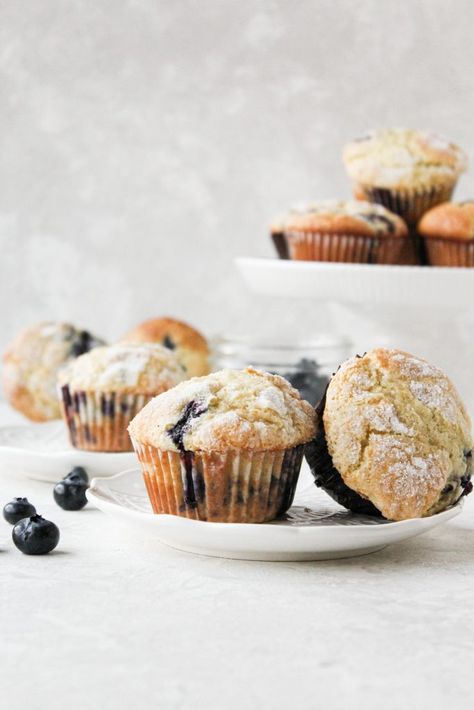 Blueberry Cottage Cheese Muffins - Sweets by Elise Bakery Blueberry Muffins, Blueberry Cottage Cheese, Cottage Cheese Muffins, Blueberry Protein Muffins, Bakery Muffins, Muffin Flavors, Healthy Blueberry Muffins, Moist Muffins, Blueberry Cookies