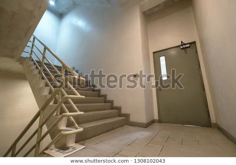 Emergency Exit Stairs, Fire Exit Stairs, Apartment Stairwell, Emergency Stairs, Emergency Exit Door, Fire Exit, Liminal Space, Ground Floor, Photo Editing