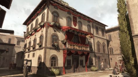 Brothel | Assassin's Creed Wiki | Fandom Medieval Brothel, Small Rooftop, Doge Of Venice, Assassins Creed Ii, Rooftop Gardens, Assassins Creed Odyssey, Minecraft Architecture, Environmental Design, Pompeii