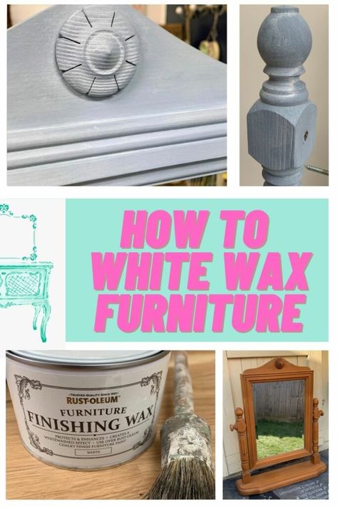 White wax on furniture creates a faded or whitewashed look over paint or natural wood. It’s a simple process and how dramatic it looks is dependant on how many coats of wax there are. Find the post at Tea and Forget-me-nots.com #whitewash #whitewashed #whitewashedfurniture White Wax On Furniture Bedroom, White Wax Furniture, White Wax On Furniture, Wax On Furniture, Wax Furniture, White Washed Furniture, Grey Dresser, Walnut Furniture, Blue Furniture