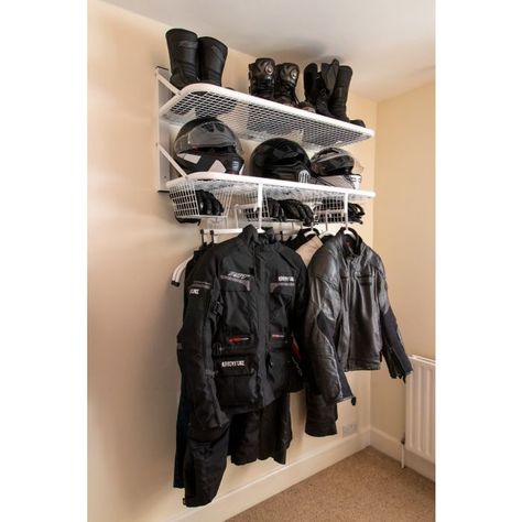 Motorcycle Gear Storage Closet, Motorcycle Gear Organization, Motorcycle Gear Storage Ideas, Gear Storage Closet, Motorcycle Gear Storage, Gear Storage Ideas, Gear Organization, Jacket Hanger, Trouser Hangers