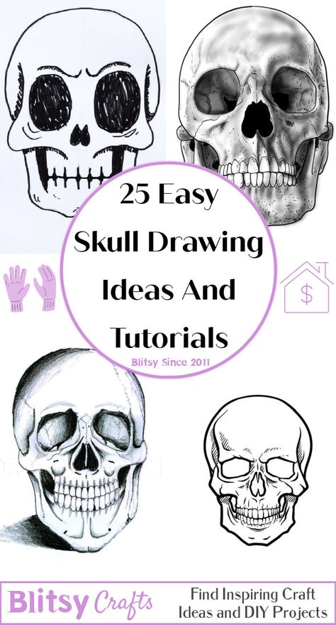 Cool Skull Pictures, Cool Skull Drawings Easy, Halloween Skull Drawing, Skull Drawing Ideas, Skeleton Head Drawing, Simple Skull Drawing, Halloween Drawings Ideas Easy, Sugar Skull Art Drawing, Skull Drawing Sketches