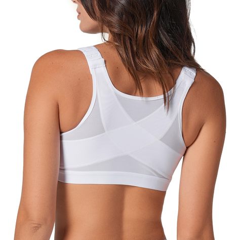 PRICES MAY VARY. POSTURE CORRECTOR BRA - These incredible bras for women gives you back smoothing support and offers a gentle minimizing effect. It features criss-cross PowerSlim firm compression fabric bands to improve your posture and provides support while the high-coverage underarm design streamlines your silhouette. FRONT CLOSURE - Full coverage bras for women with adjustable 2-level, 6-row front hook closure for easy wear and a perfect fit that make it very easy to put on and undetectable Posture Corrector Bra, Posture Corrector For Women, Posture Bra, Posture Support, Wireless Bras, Neck And Shoulder Pain, Coverage Bras, Posture Corrector, Compression Fabric