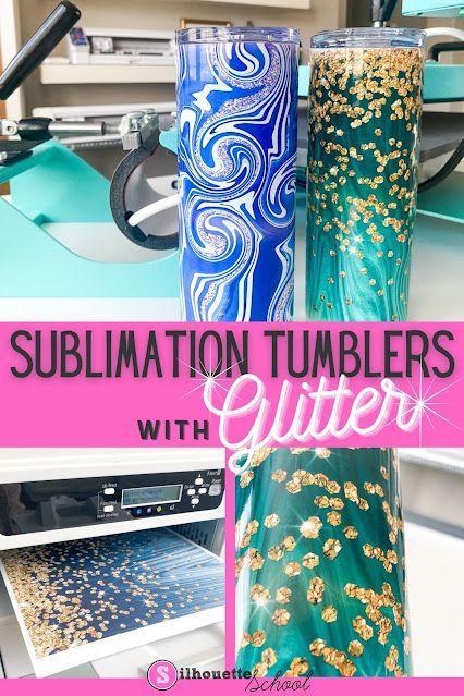 You can add glitter to sublimation tumblers without having any of the mess of actual glitter or epoxy thanks to sublimation! In this tutorial I will walk you through all of the steps needed to have you on your way to creating beautiful sparkling tumblers with the glitter look...and no mess! 20 Oz Sublimation Tumbler Ideas, Bee Tumbler, Vinyl Projects Silhouette, Silhouette School Blog, Sublimation Ideas Projects Inspiration, Silhouette Cameo Tutorials, Silhouette School, Silhouette Tutorials, Sublimation Tumblers