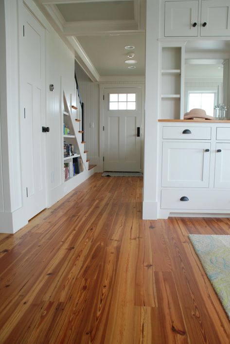 Seaside Antique Heart Pine Flooring - Craftsman - Hall - Boston - by Stonewood Products | Houzz Staining Pine Wood, Flooring Design Ideas, Pine Flooring, Heart Pine Flooring, Hardwood Floors Dark, Hillside House, Floor Stain, Refinishing Hardwood Floors, Heart Pine