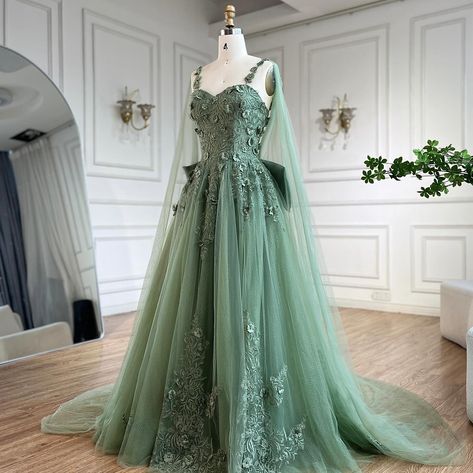 LA72642 Sage Green Ball Gown Plus Size, Wedding Dresses Light Green, Dark Green Wedding Dresses, Sage Green Wedding Bridesmaid Dress, Wedding Dresses Earthy, White And Green Wedding Dress, Green Wedding Dress For Bride, Forest Green Wedding Dress, Light Green Wedding Dress