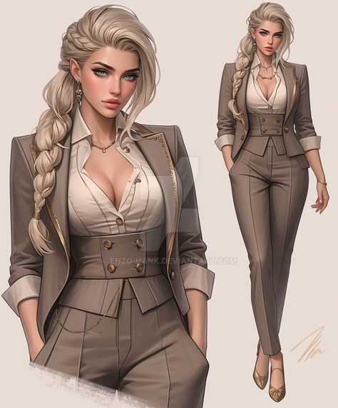 Suits For Women Aesthetic, Business Woman Character Design, Female Boss Outfit, Female Oc Drawing, Fashion Illustration Poses, Female Character Concept, Clothing Design Sketches, Dress Design Sketches, Fashion Illustration Dresses