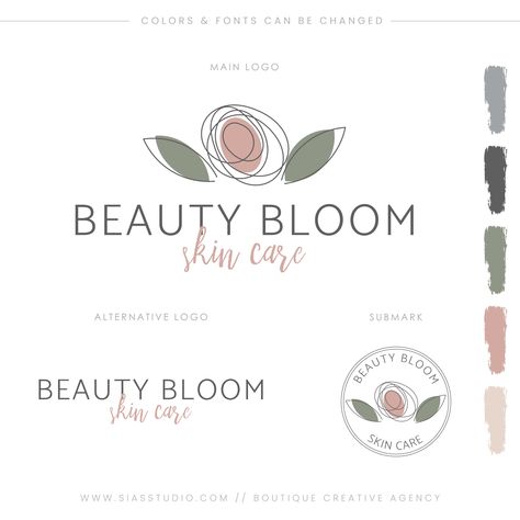 Bloom Beauty Logo, Calligraphic Logo, Bloom Logo, Handmade Logo, Beauty Branding, Premade Branding, Logo Beauty, Logo Floral, Branding Package