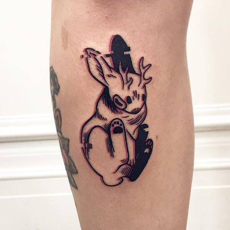 Cool Tattoos Colorful, Cryptid Tattoo Ideas, Jackalope Tattoo, Funky Tattoos, Sick Tattoo, Rabbit Tattoos, Cute Little Tattoos, Dope Tattoos, Little Tattoos